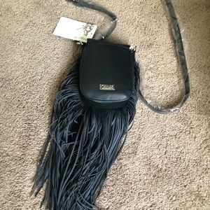Carlos Santana Black Long Fringe Purse